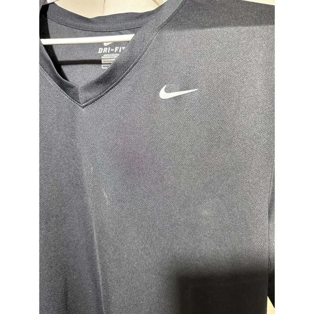 Nike Dri-FIT Black Gray Gradient Fade Tennis Shirt Men's L Athletic